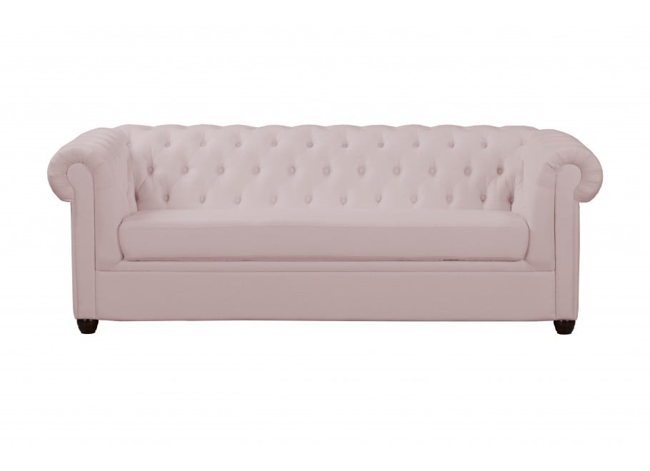 Różowa sofa pikowana Chesterfield SYDNEY – stylowa 3-osobowa propozycja 1