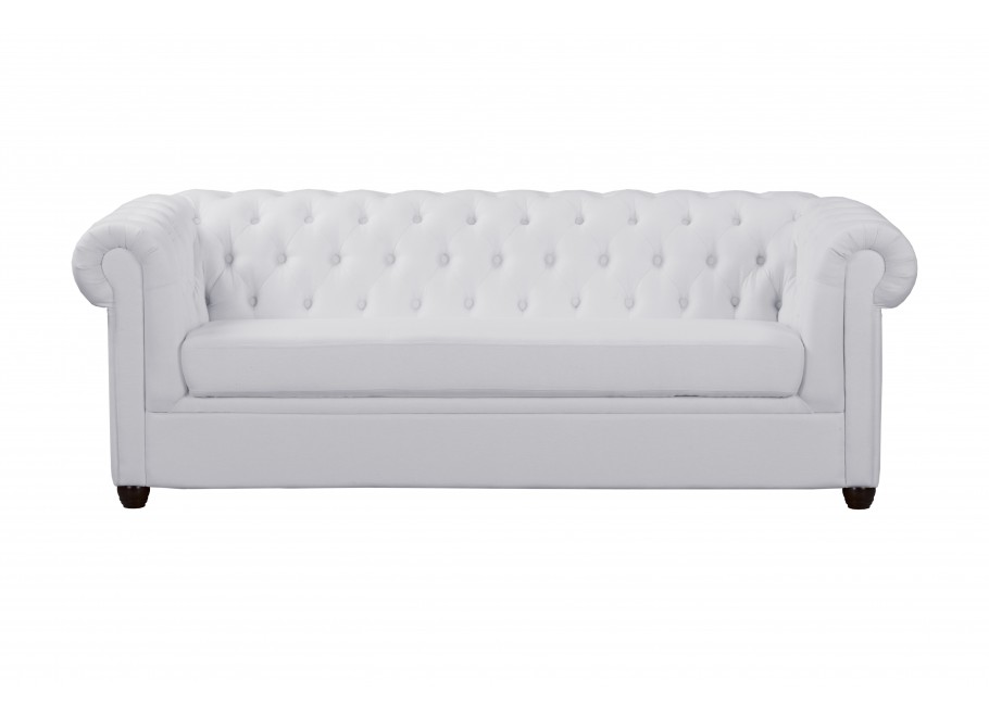 Sofa Chesterfield SYDNEY popielata – 3-osobowa, pikowana, stylowa