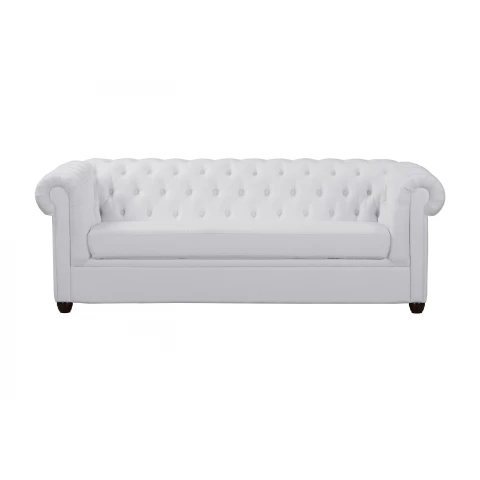 Sofa Chesterfield SYDNEY popielata – 3-osobowa, pikowana, stylowa
