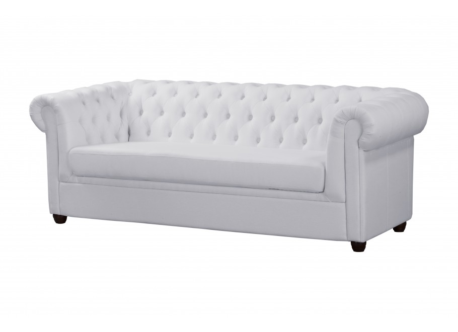 Sofa Chesterfield SYDNEY popielata – 3-osobowa, pikowana, stylowa 2