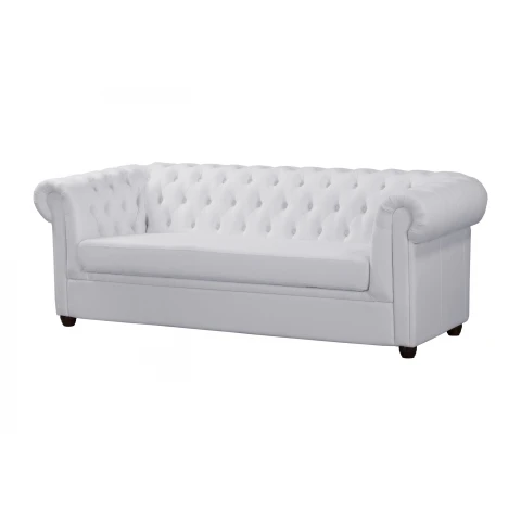 Sofa Chesterfield SYDNEY popielata – 3-osobowa, pikowana, stylowa