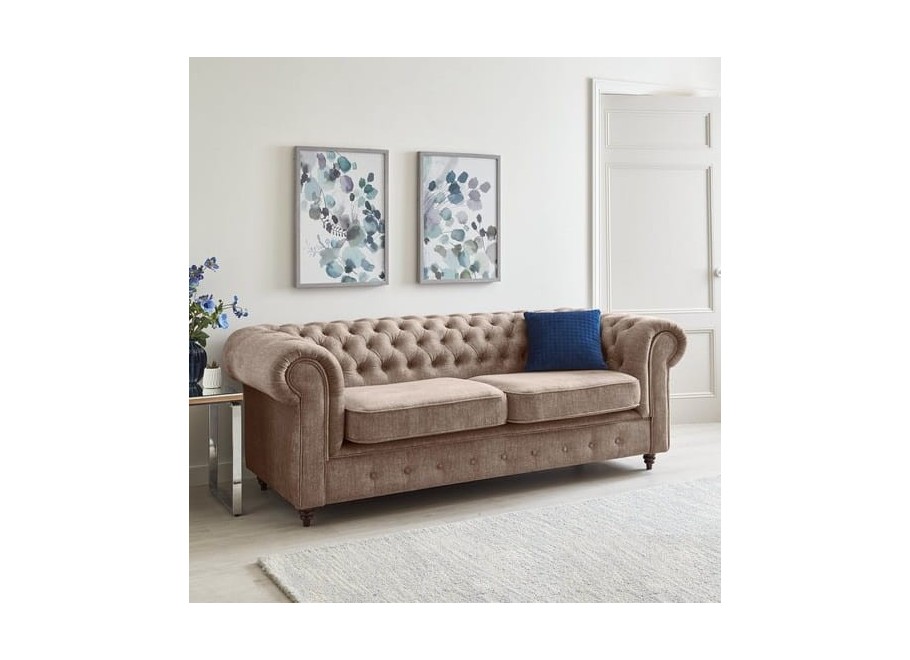 VALENCIA w kolorze beżowym – sofa Chesterfield 3-osobowa do salonu - Vogue 3
