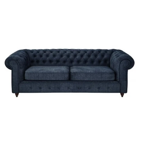 Sofa 3-osobowa VALENCIA – klasyczny Chesterfield w odcieniu niebieskim