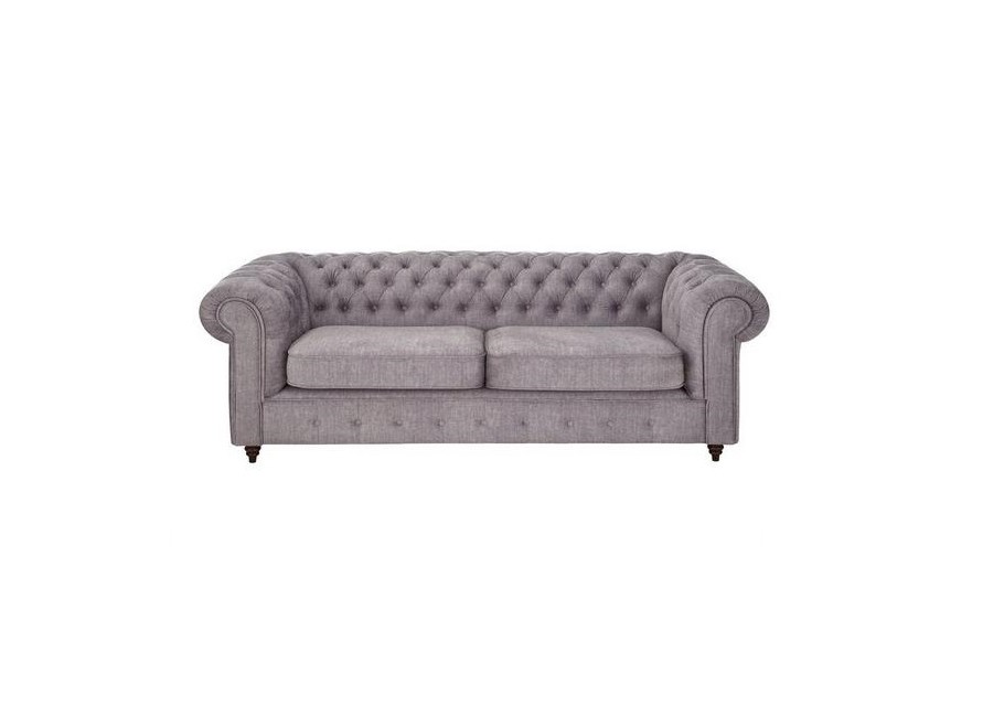 Sofa VALENCIA jasnoszara Chesterfield – trzyosobowa, klasyczna, pikowana