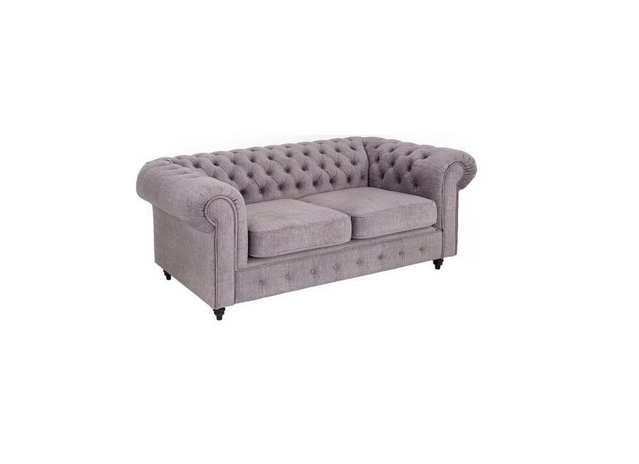 Jasnoszara sofa dwuosobowa VALENCIA – pikowana Chesterfield - Vogue 14