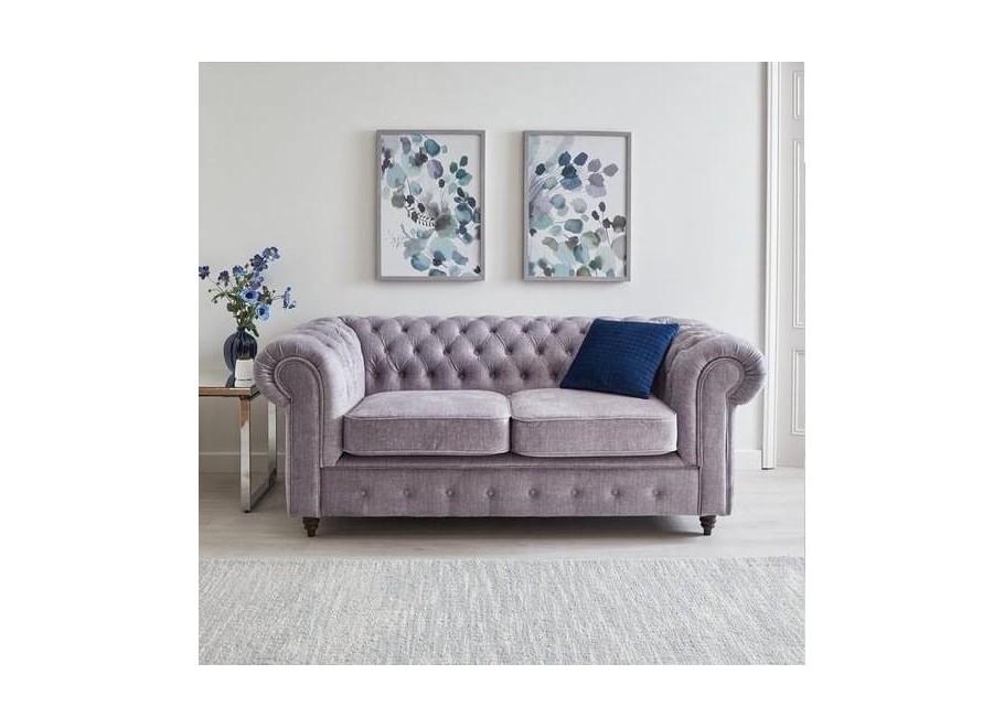 Jasnoszara sofa dwuosobowa VALENCIA – pikowana Chesterfield - Vogue 14