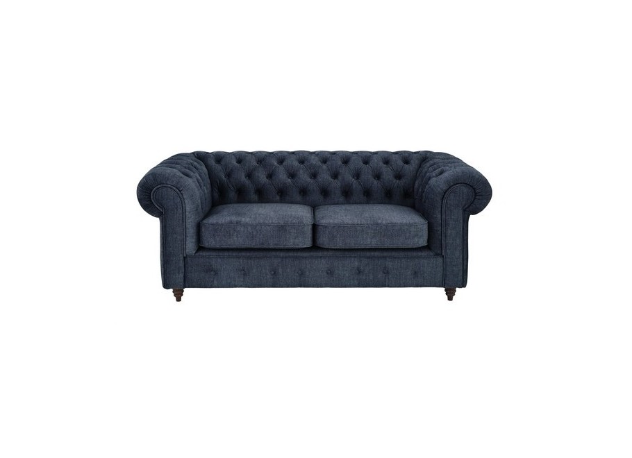 VALENCIA – niebieska, stylowa sofa Chesterfield dla dwóch osób