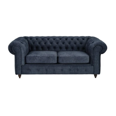 VALENCIA – niebieska, stylowa sofa Chesterfield dla dwóch osób