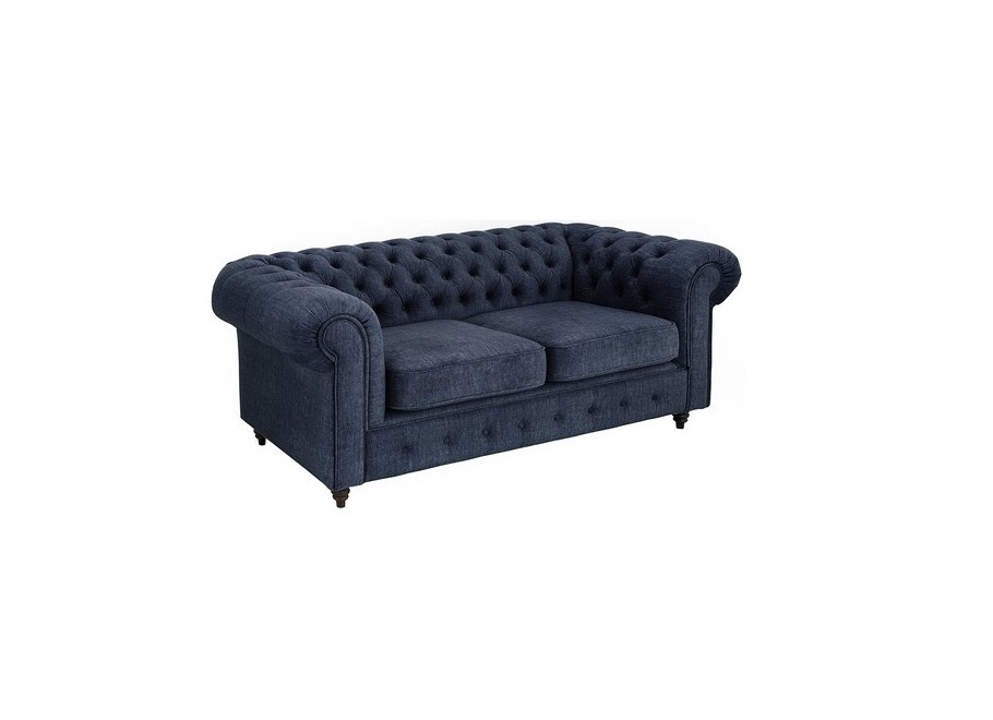 VALENCIA – niebieska, stylowa sofa Chesterfield dla dwóch osób 3