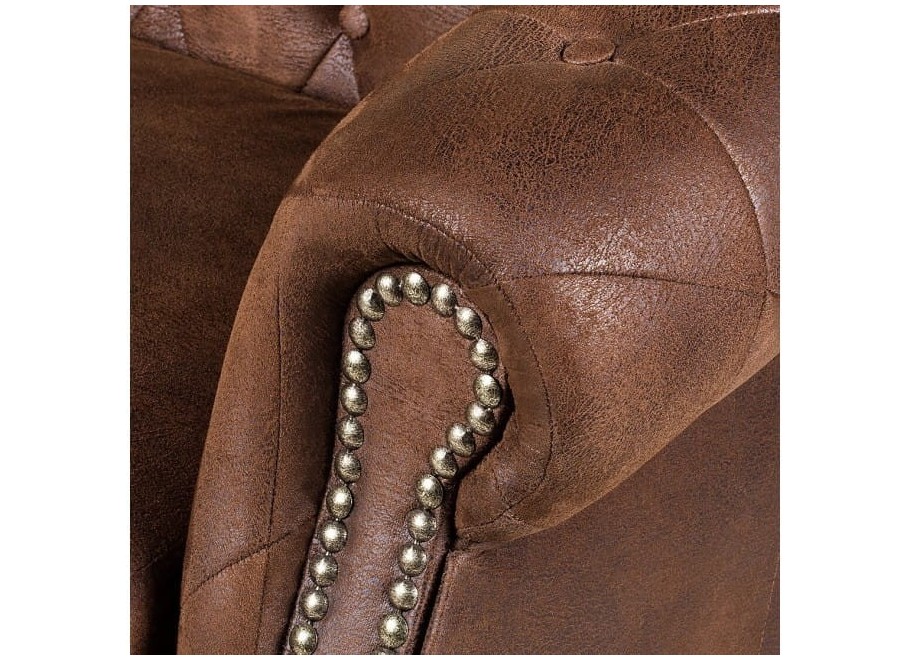 Mała sofa dwuosobowa pikowana Chesterfield GOWEL - brązowa ekoskóra - Madagaskar 14