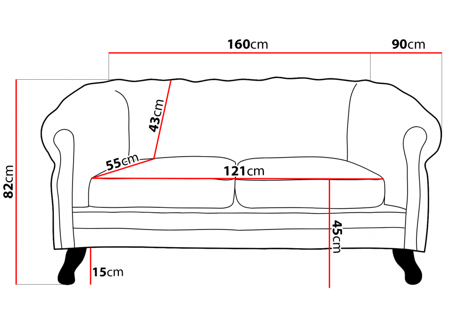 Mała sofa dwuosobowa pikowana Chesterfield GOWEL - brązowa ekoskóra 8