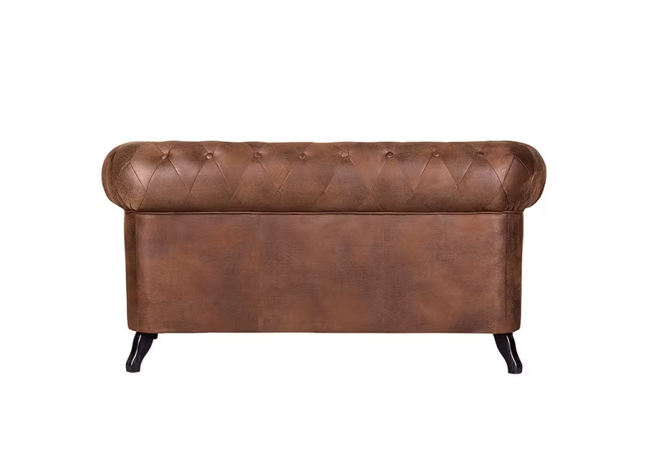 Mała sofa dwuosobowa pikowana Chesterfield GOWEL - brązowa ekoskóra 6