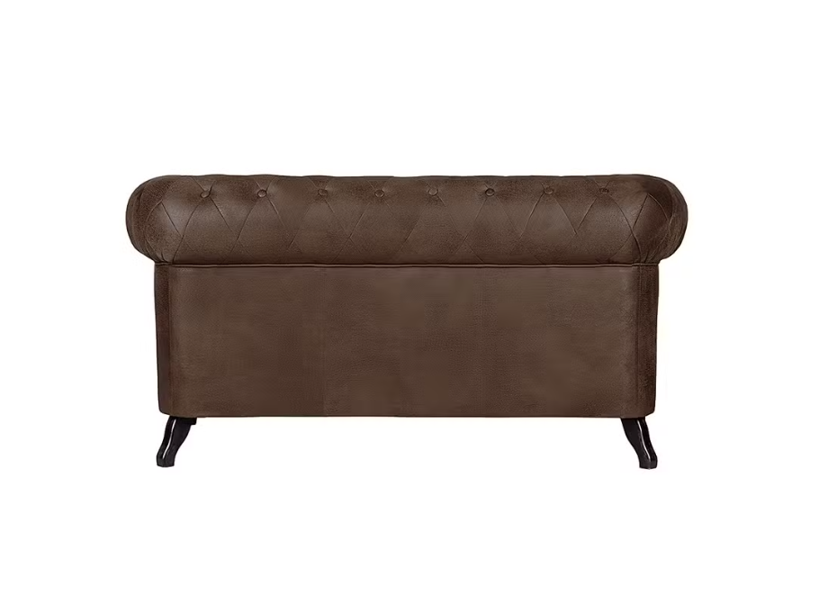 Elegancka sofa dwuosobowa w kolorze brązowej ekoskóry pikowana GOWEL 5