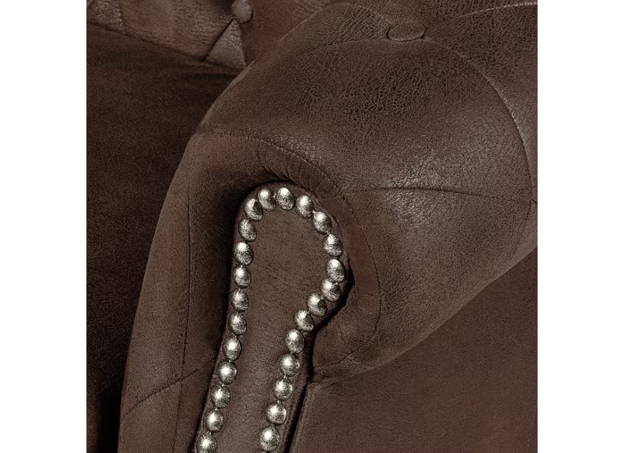 Elegancka sofa dwuosobowa w kolorze brązowej ekoskóry pikowana GOWEL 7