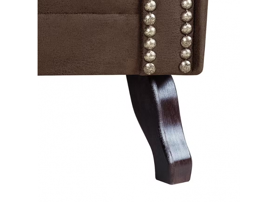 Elegancka sofa dwuosobowa w kolorze brązowej ekoskóry pikowana GOWEL 4