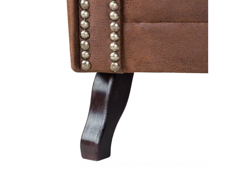 Kanapa trzyosobowa pikowana Chesterfield GOWEL - Brązowa ekoskóra 4