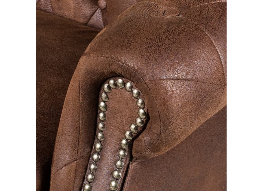 Kanapa trzyosobowa pikowana Chesterfield GOWEL - Brązowa ekoskóra 6