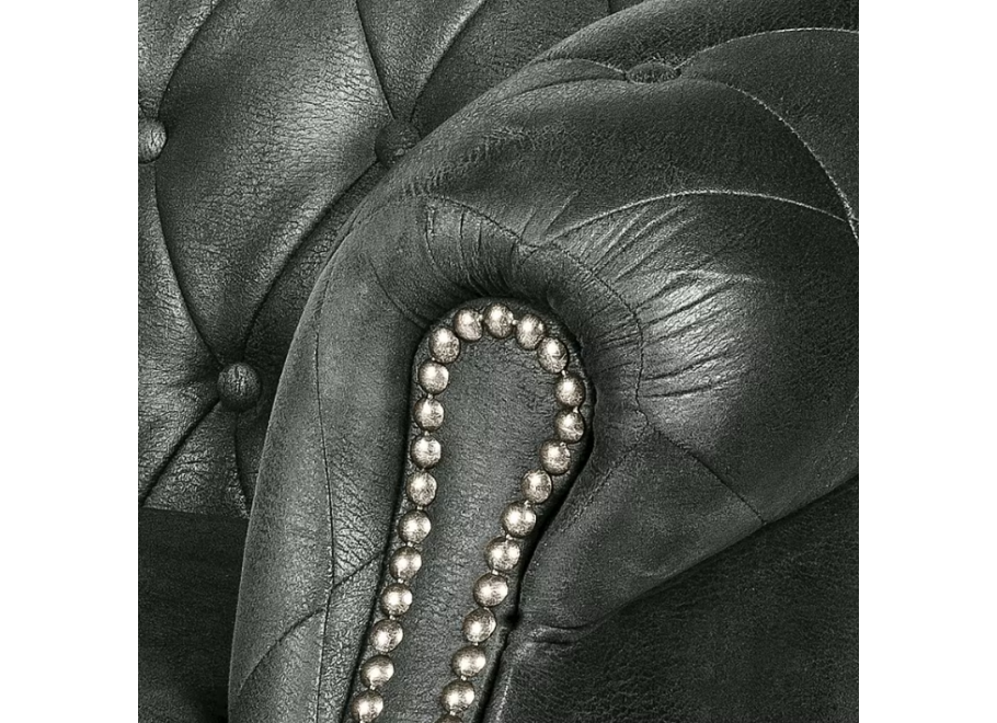 Sofa trzyosobowa pikowana Chesterfield GOWEL w ciemnej ekoskórze 4