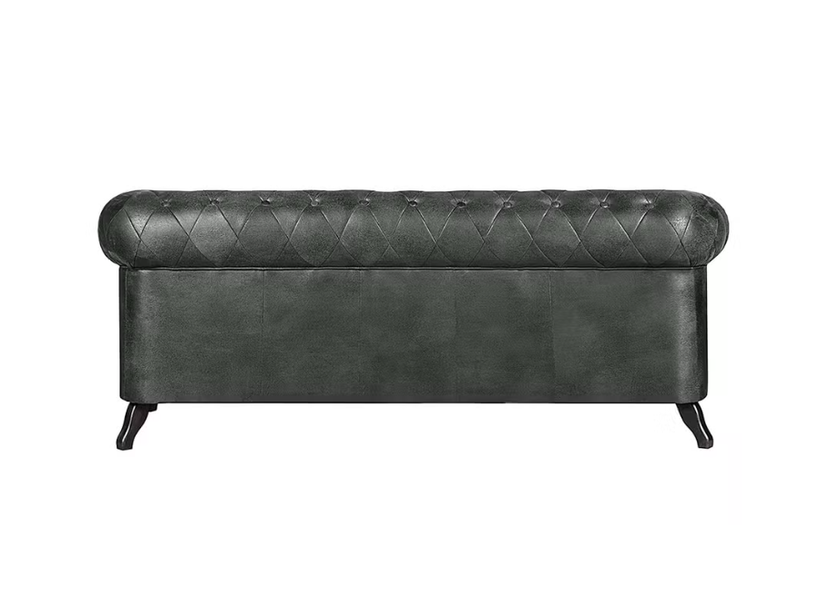 Sofa trzyosobowa pikowana Chesterfield GOWEL w ciemnej ekoskórze 3
