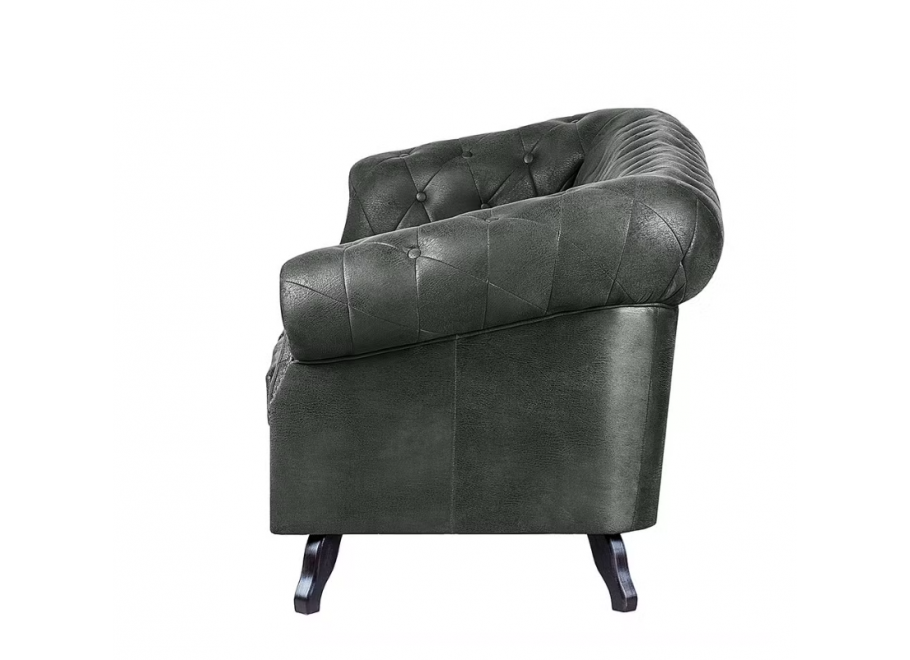 Sofa trzyosobowa pikowana Chesterfield GOWEL w ciemnej ekoskórze 5