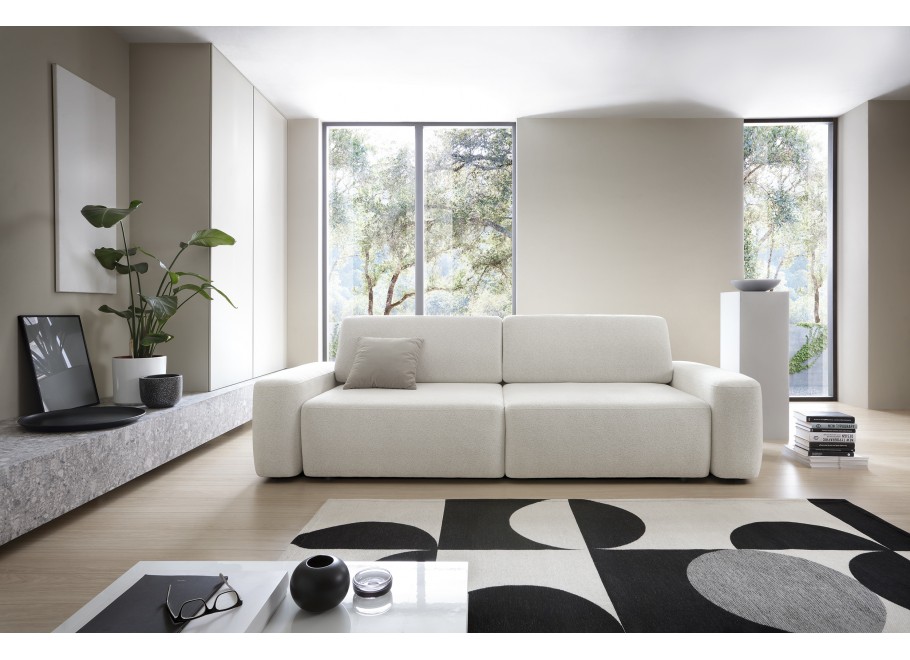 Rozkładana Sofa trzyosobowa kremowa z funkcją spania nowoczesna Bolim 2