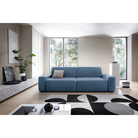 Bolim – nowoczesna sofa granatowa z funkcją spania i pojemnikiem na pościel