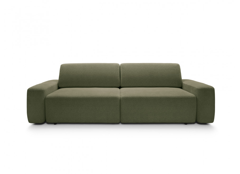 Wygodna sofa Bolim zielona z pojemnikiem – rozkładana 3-osobowa