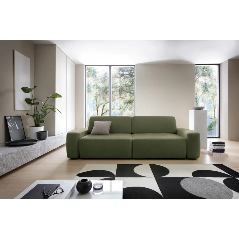 Wygodna sofa Bolim zielona z pojemnikiem – rozkładana 3-osobowa
