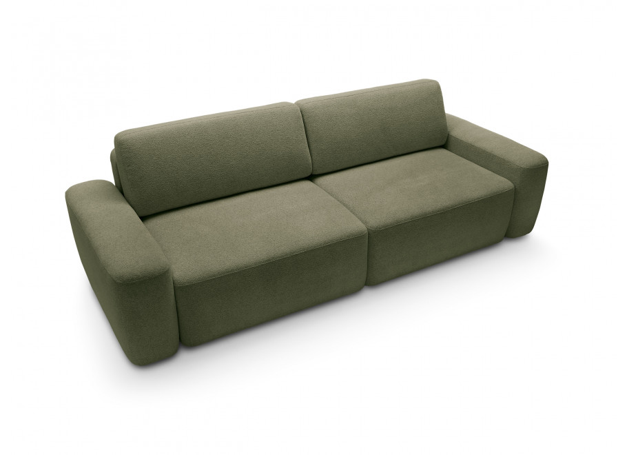 Wygodna sofa Bolim zielona z pojemnikiem – rozkładana 3-osobowa 3
