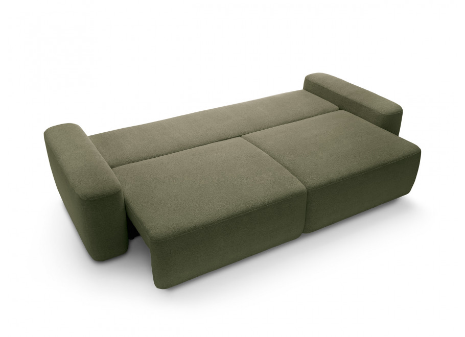 Wygodna sofa Bolim zielona z pojemnikiem – rozkładana 3-osobowa 5