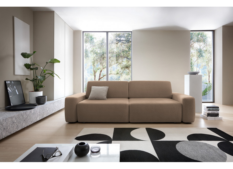 Sofa trzyosobowa brązowa Bolim z funkcją spania i pojemnikiem na pościel 2