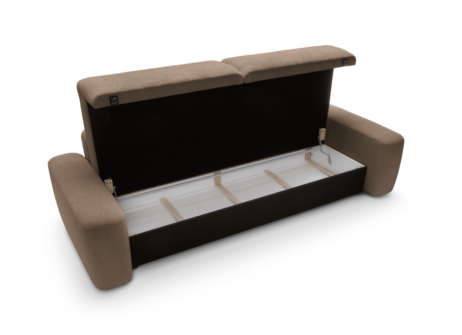 Sofa trzyosobowa brązowa Bolim z funkcją spania i pojemnikiem na pościel 6