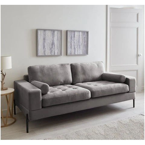 Szara sofa dwuosobowa nowoczesna na wysokich nóżkach Volio