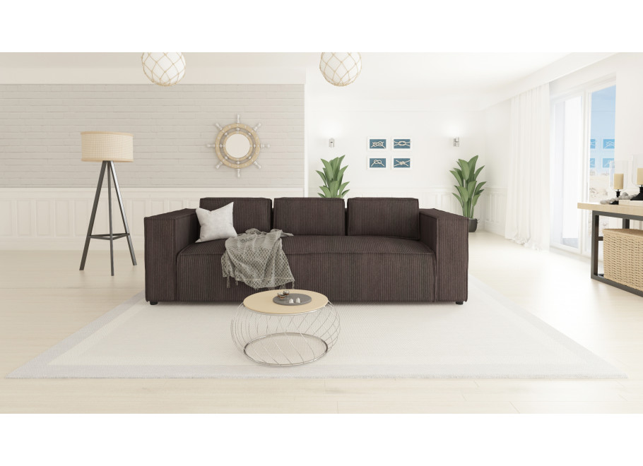 Esmo – sofa trzyosobowa, tapicerowana brązowym sztruksem 2