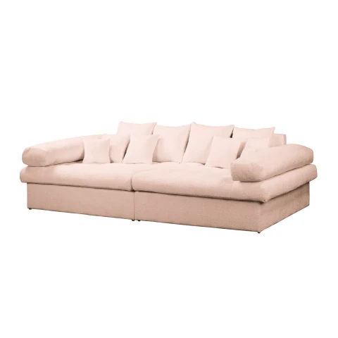 Elegancka sofa Vigo boucle w kolorze różowym – nowoczesny wygląd