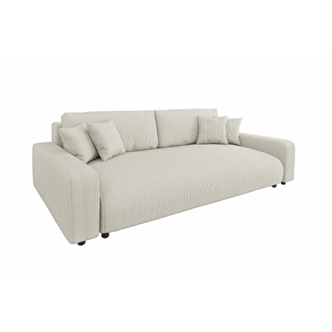 Sofa trzyosobowa Sergio sztruks jasny beż – funkcja spania, idealna do salonu