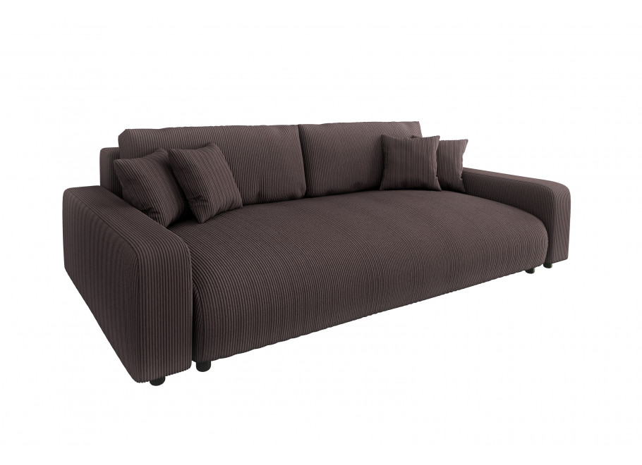 Ciemnobrązowa sofa Sergio z funkcją spania – nowoczesność i wygoda w tkaninie sztruksowej 2
