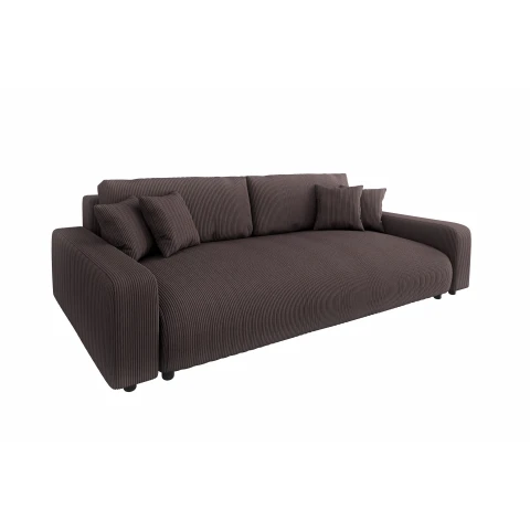 Ciemnobrązowa sofa Sergio z funkcją spania – nowoczesność i wygoda w tkaninie sztruksowej