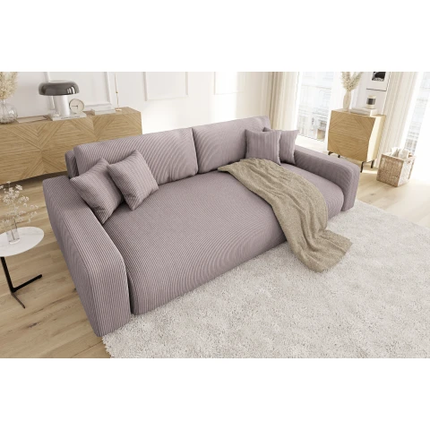 Elegancka sofa Sergio trzyosobowa w kolorze różowym – modny sztruks, idealna do salonu