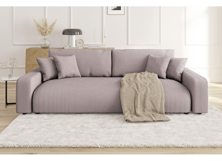 Elegancka sofa Sergio trzyosobowa w kolorze różowym – modny sztruks, idealna do salonu 3