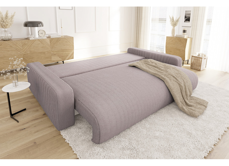 Elegancka sofa Sergio trzyosobowa w kolorze różowym – modny sztruks, idealna do salonu 5