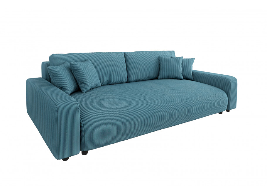 Turkusowa sofa Sergio z funkcją spania – elegancka sztruksowa tkanina 1