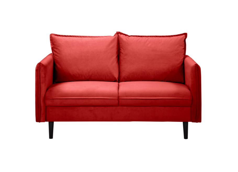 Czerwona sofa dwuosobowa Verto – klasyczna, wygodna sofa welurowa do salonu 2