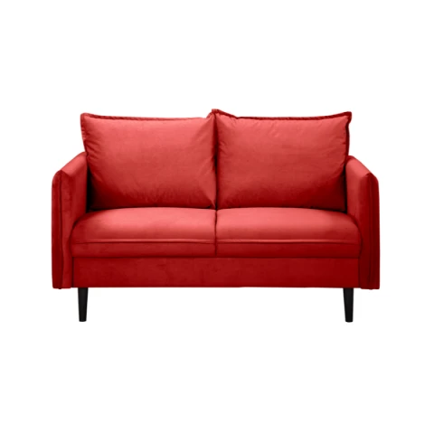 Czerwona sofa dwuosobowa Verto – klasyczna, wygodna sofa welurowa do salonu