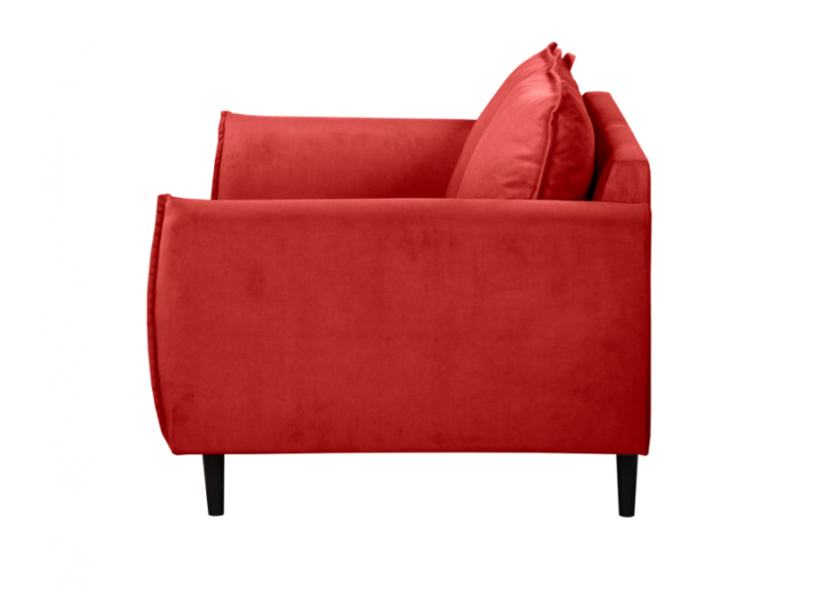 Czerwona sofa dwuosobowa Verto – klasyczna, wygodna sofa welurowa do salonu 3