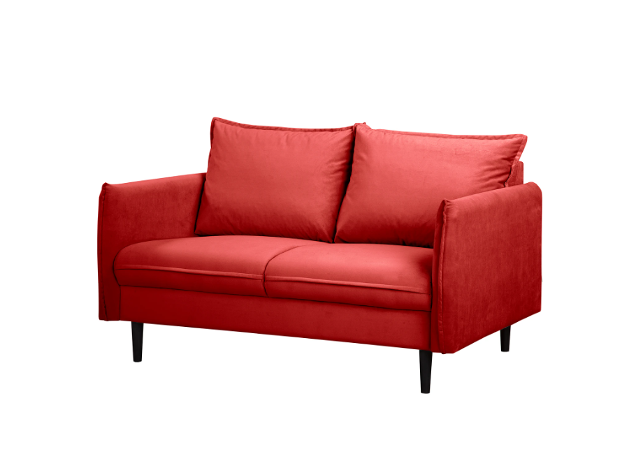 Czerwona sofa dwuosobowa Verto – klasyczna, wygodna sofa welurowa do salonu