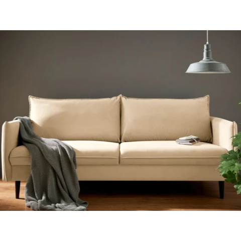 Wygodna kanapa beżowa Verto – welurowa tapicerka, elegancki wygląd do salonu