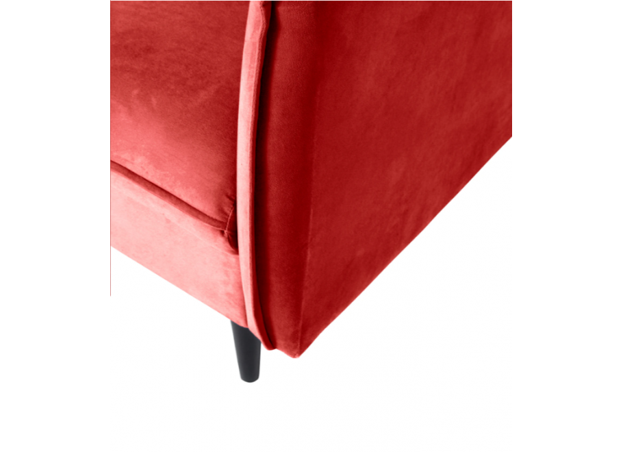 Klasyczna czerwona sofa Verto – trzyosobowa, w miękkim welurze 3