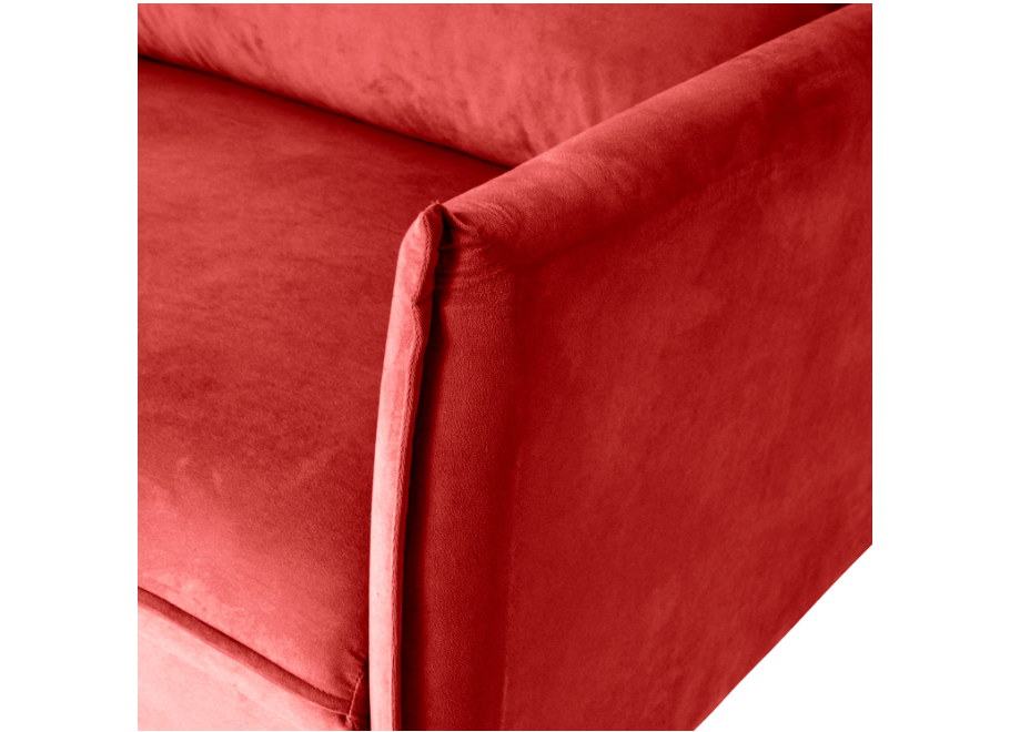 Klasyczna czerwona sofa Verto – trzyosobowa, w miękkim welurze 4