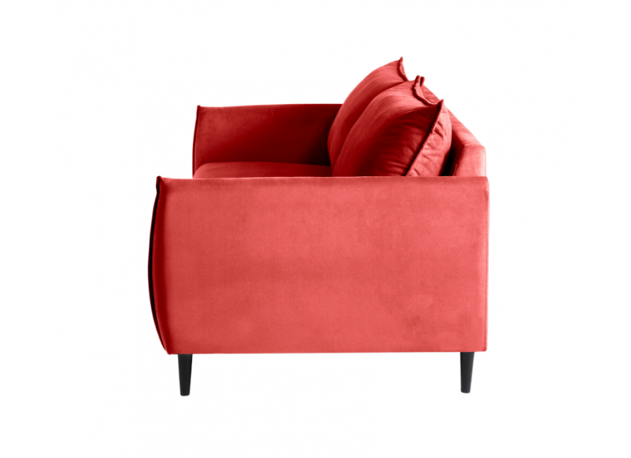 Klasyczna czerwona sofa Verto – trzyosobowa, w miękkim welurze 6